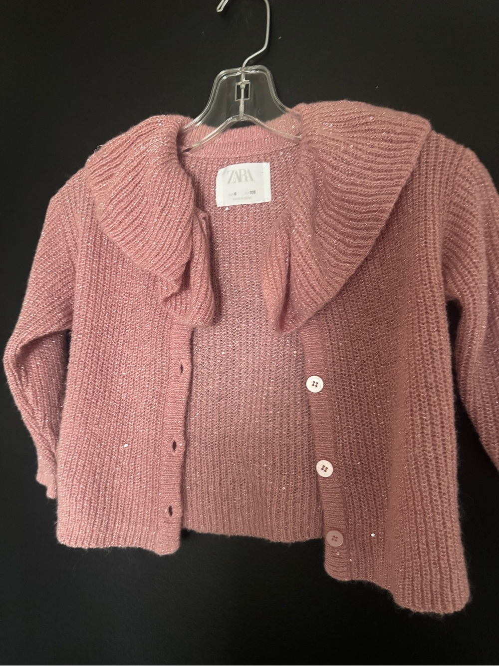 ZARA Dusty Rose Knit Cardigan with Wide Shawl Collar